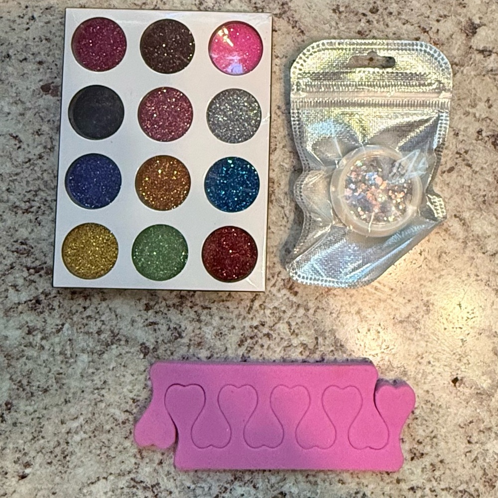 Glitter Nail Art Set with Toe Separator 12 COSCELIA Glitters
